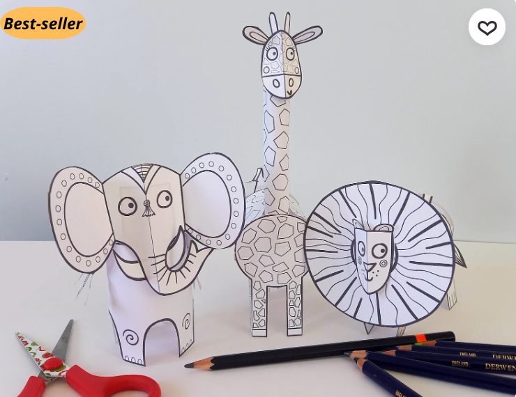 Cut & Build Animal Crafts Printable Kit