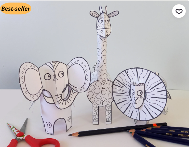 Cut & Build Animal Crafts Printable Kit