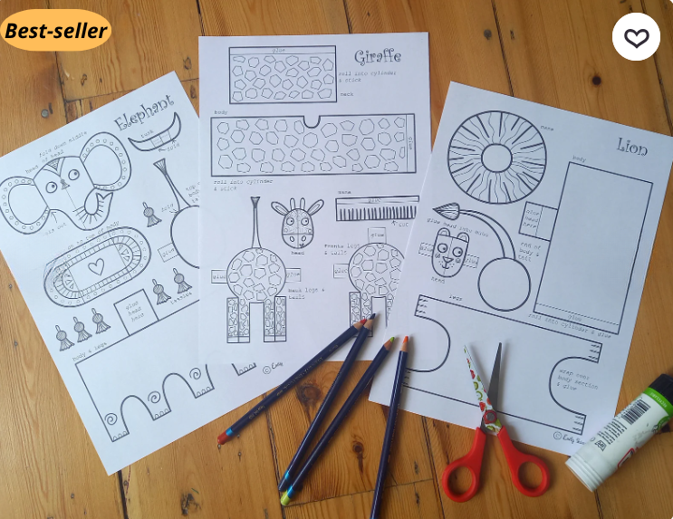 Cut & Build Animal Crafts Printable Kit