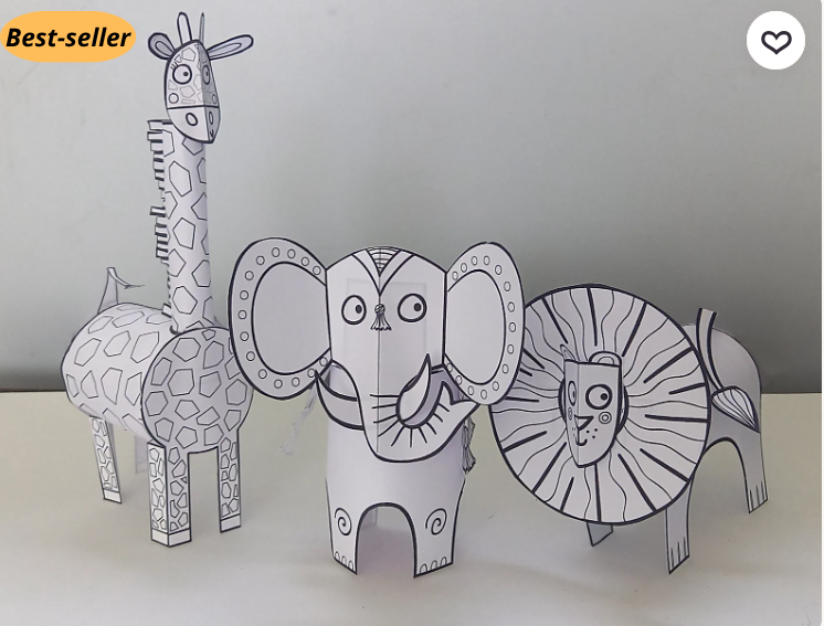 Cut & Build Animal Crafts Printable Kit